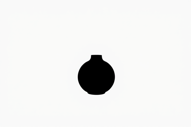 Create a high-resolution image of a minimalist black silhouette of an object on a white background, shot with a Canon EOS R5, 50mm lens, aperture f/1.8, ISO 100, natural light, center composition.