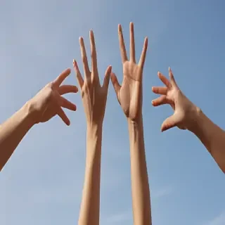 hands reaching