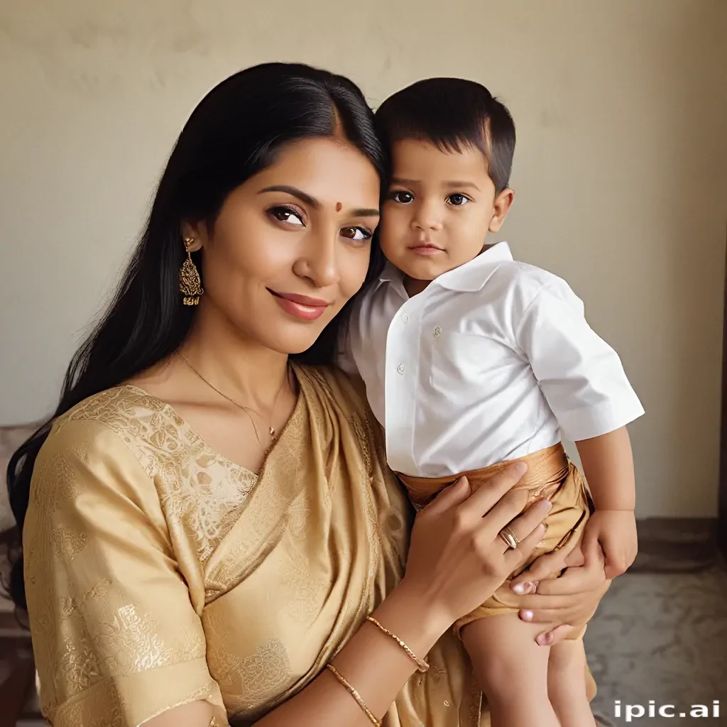 mom and son indian