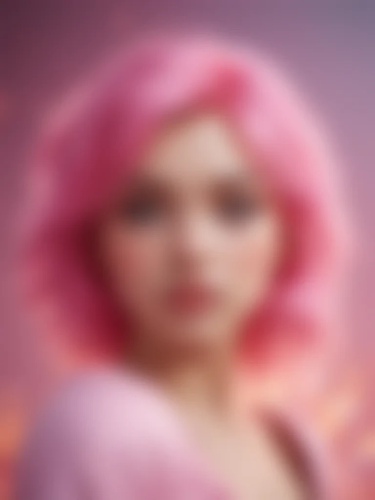 A Portrait of a Young Woman with Vibrant Pink Hair Against a Dreamy ...