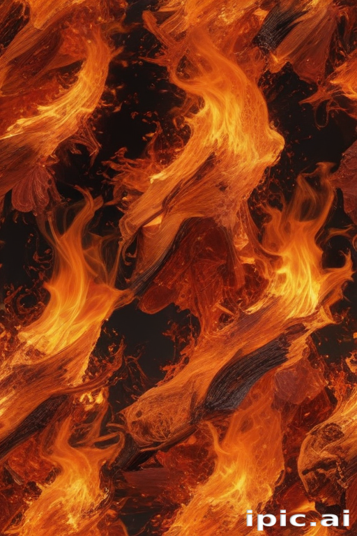 Dynamic Flames Dancing Vividly Against a Dark Background of Ashes