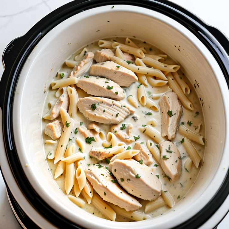 chicken alfredo crockpot with jar sauce