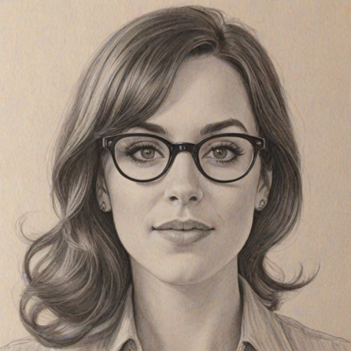 Enchanting Lindsay Sloane, pencil sketch, portrait of Exquisite woman 1963s in glasses, hair style beatnik, outline, clear lines, fine lines, 8k