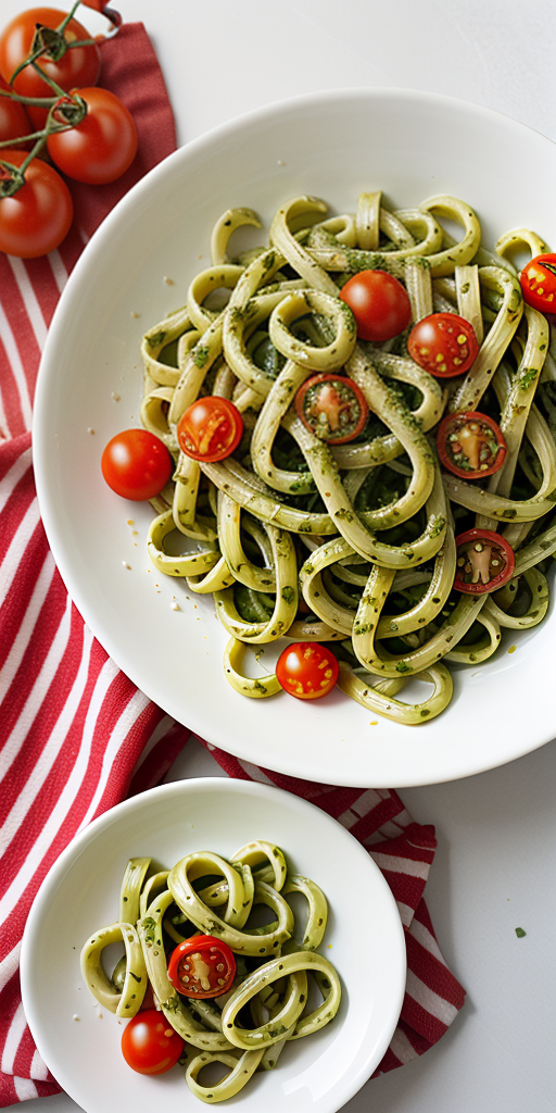 pesto pasta with cherry tomatoes
