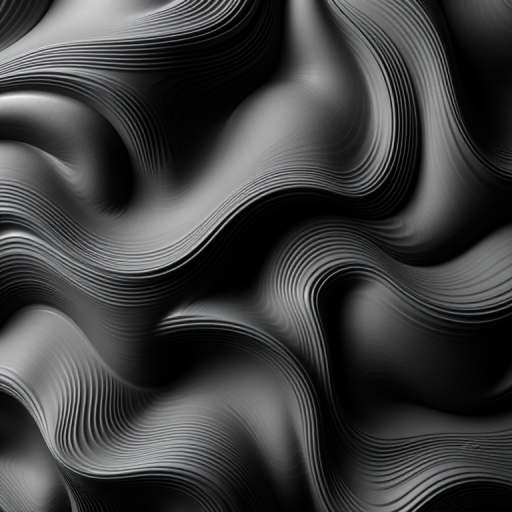 Create a highly detailed abstract pattern with smooth undulating lines and gradients in monochrome, captured with a DSLR camera at f/8 aperture, ISO 200, 18mm lens, top-down perspective, using a high dynamic range style for enhanced contrast and clarity.