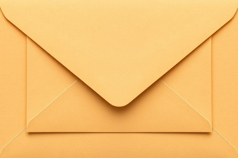 Generate a high-resolution image of a simple envelope, shot with a DSLR camera at f/2.8 aperture, 1/200 shutter speed, ISO 100, using a close-up view with soft lighting for enhanced clarity.