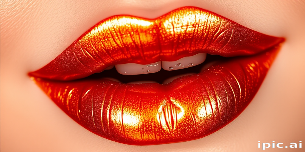 Metallic copper liquid lip lacquer "Molten Sunset" with an ultra-reflective finish and intense color payoff, designed for bold and statement-making looks, long-lasting and transfer-resistant