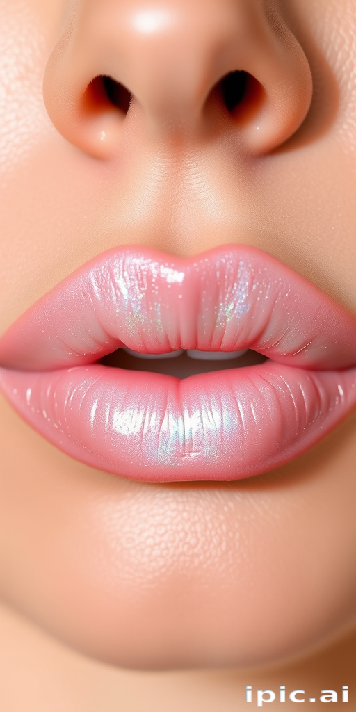 Pearlescent white lip topper "Moonlit Glow" adding a subtle iridescent sheen and dimension to any lip color while providing hydration and comfort