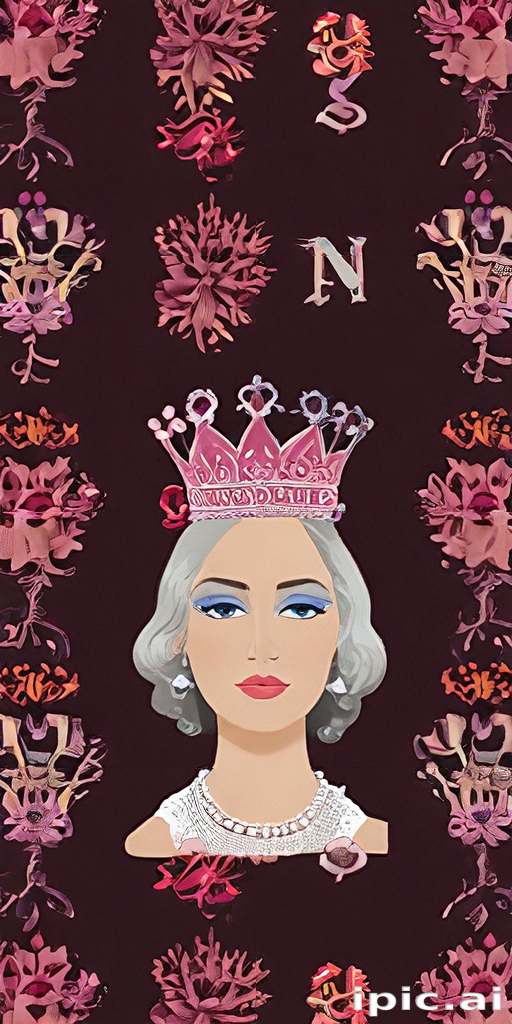 Elegantly Illustrated Queen Surrounded by Vibrant Floral Patterns and ...