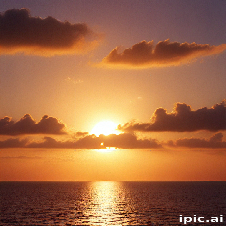 Stunning Sunset Over Calm Ocean Waves with Colorful Cloudy Sky