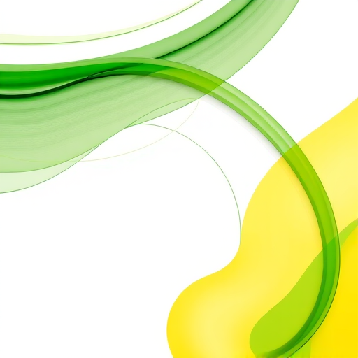 Generate an abstract design featuring flowing green lines with a yellow accent on a white background, using a high-resolution camera setting of 300 DPI, with a Canon EOS R5, 50mm lens, f/1.8 aperture, and a soft focus style to enhance the vibrancy and smoothness of the colors.