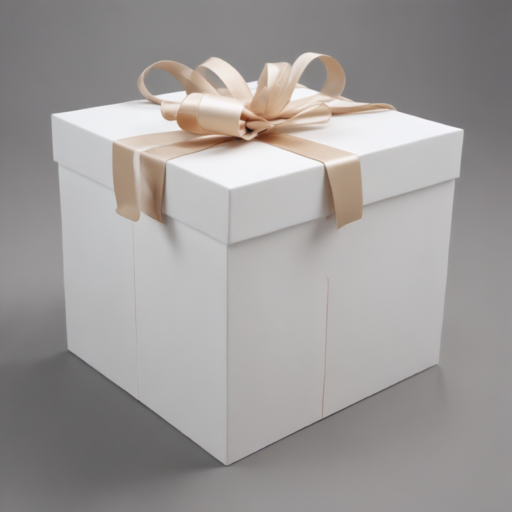 A Beautifully Wrapped White Gift Box with Elegant Ribbon Bow on Top