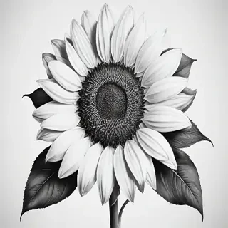 clip art sunflower black and white