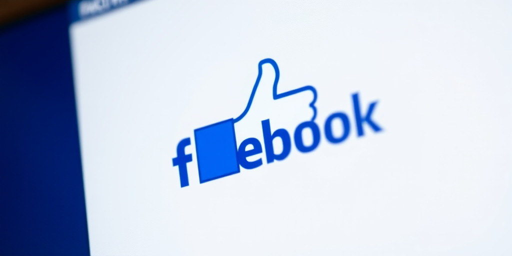 Create a high-resolution image featuring the Facebook logo on a minimalistic background, using a Canon EOS R5 with a 50mm lens, aperture set to f/1.8, ISO 100, shutter speed 1/200s, taken from an eye-level angle to enhance clarity and vibrancy.
