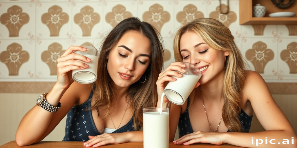 lesbians drinking milk