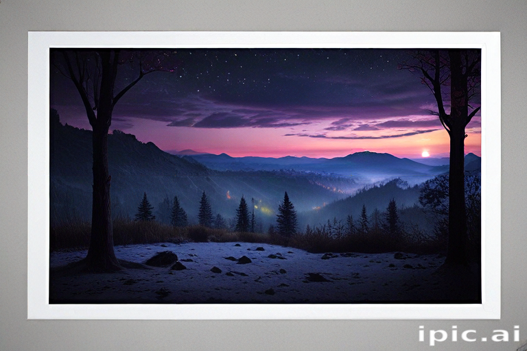 Serene Mountain Landscape Under a Starry Sky at Twilight's Embrace