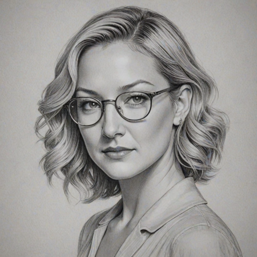 Radiant Kate Hudson, pencil sketch, portrait of Splendid woman 1936s in glasses, hair style beatnik, outline, clear lines, fine lines, 8k