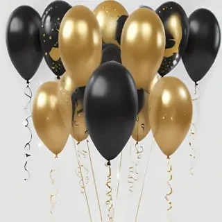 black and gold balloons png