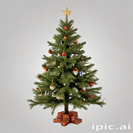 Festively Decorated Christmas Tree with Star and Colorful Ornaments Below