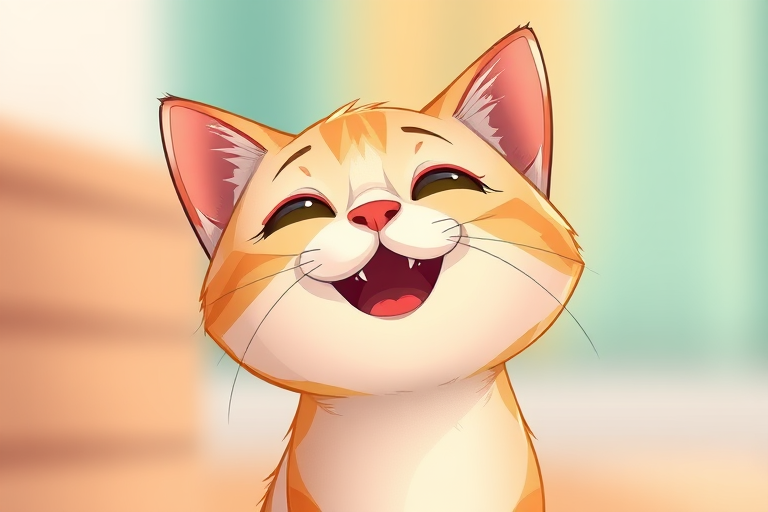 Generate a high-resolution illustration of a stylized cat with a playful expression, soft focus background, captured with a DSLR camera at f/2.8 aperture, ISO 100, shutter speed 1/200s, using a wide-angle lens for a dynamic perspective.