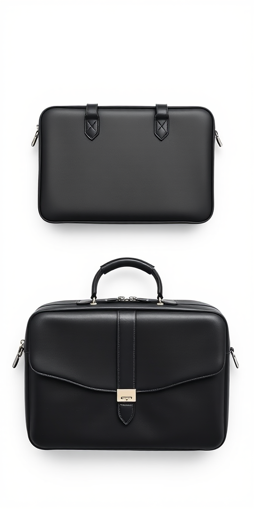 create a sleek and modern business briefcase icon on a white background, using a Canon EOS R5 camera, aperture f/2.8, ISO 100, shutter speed 1/200s, with a top-down view and soft natural lighting for enhanced clarity and detail