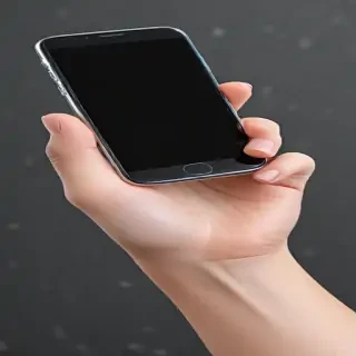 hand holding phone png