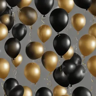 black and gold balloons png