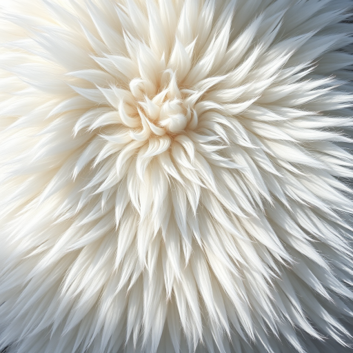 Create a high-resolution image of a fluffy white fur texture with soft shadows, captured using a DSLR camera at f/2.8 aperture, ISO 100, 50mm lens, top-down view, with natural lighting for enhanced detail and depth.