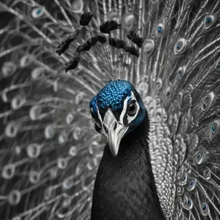 peacock black and white
