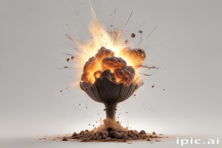 Explosive Eruption from a Decorative Bowl Creating a Stunning Visual Impact