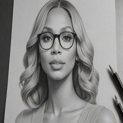 Alluring Tamar Braxton, pencil sketch, portrait of Elegant woman 1933s in glasses, hair style beatnik, outline, clear lines, fine lines, 8k