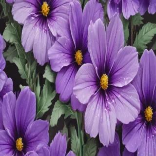 purple flowers drawing