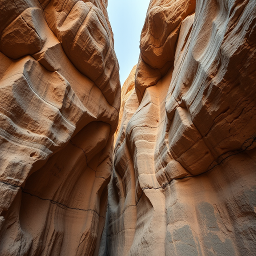 Create a high-resolution image of a large, textured rock formation with smooth and rough surfaces, taken from a low-angle perspective, using a DSLR camera with an aperture of f/8, ISO 200, and a shutter speed of 1/60 seconds.