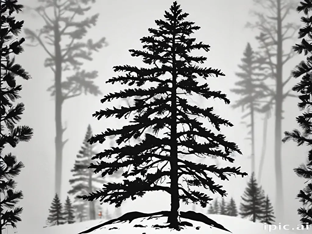 pine tree clipart black and white