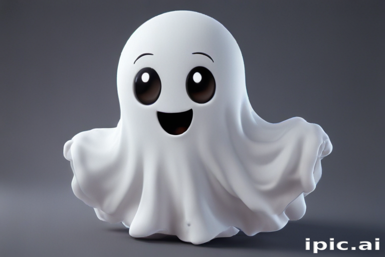 Adorable Cartoon Ghost with Big Eyes and a Cheerful Smile