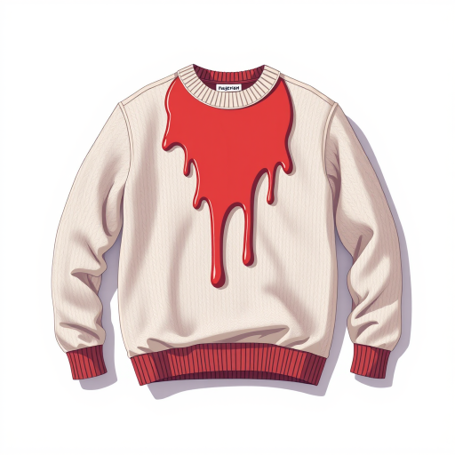 A detailed illustration of a sweater with a unique melting design, flat lay perspective, high-resolution vector style, soft natural lighting, DSLR camera settings at f/2.8, ISO 100, 50mm lens.