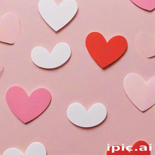 Colorful Hearts in Various Shades Against a Soft Pink Background