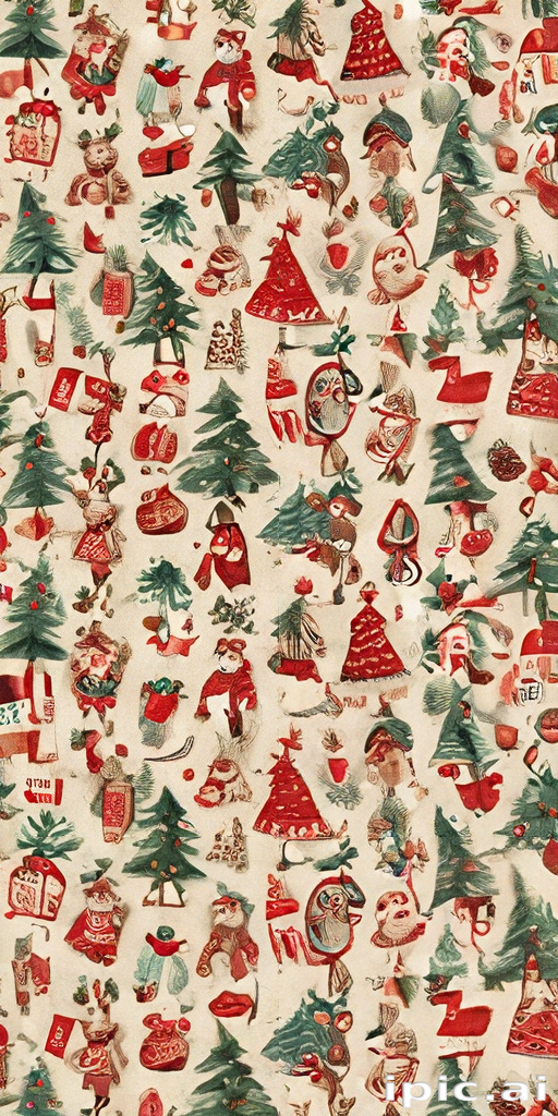 Festive Portrait Pattern Festive Holiday Pattern Featuring Various Christmas Characters and ...