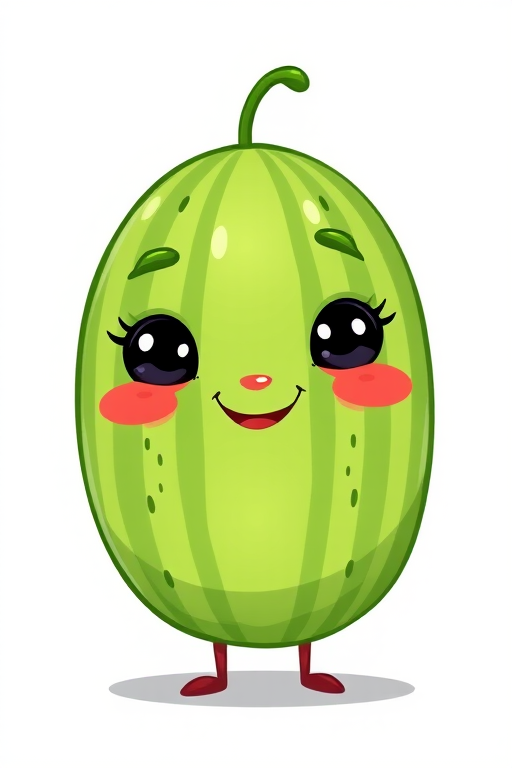 Create a vibrant and playful illustration of a watermelon character with exaggerated facial features, using a digital drawing style, 4K resolution, 35mm lens, f/2.8 aperture, and a soft focus background to enhance the overall image quality.