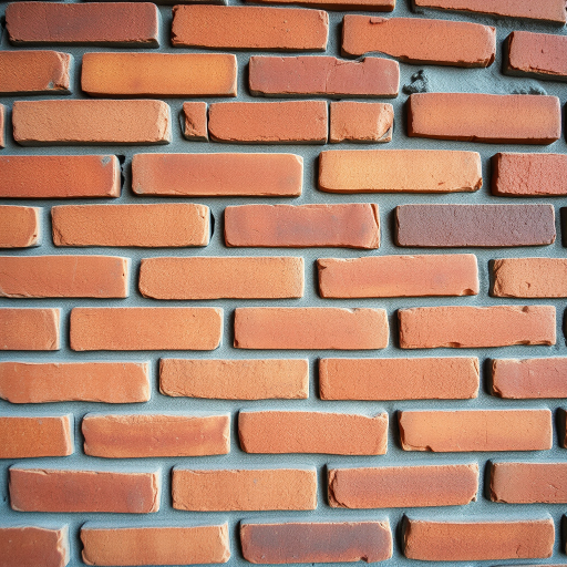 a close-up photograph of a textured brick wall with varying shades of orange, red, and yellow bricks, taken with a DSLR camera at ISO 100, aperture f/8, shutter speed 1/125s, shot from a straight-on perspective with soft natural lighting to enhance the vivid colors and details of the bricks