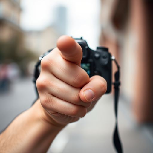Create an image of a human hand pointing, using a DSLR camera with a 50mm lens, aperture set to f/1.8, ISO 100, shutter speed 1/200s, capturing a close-up view with soft focus background for enhanced depth of field.
