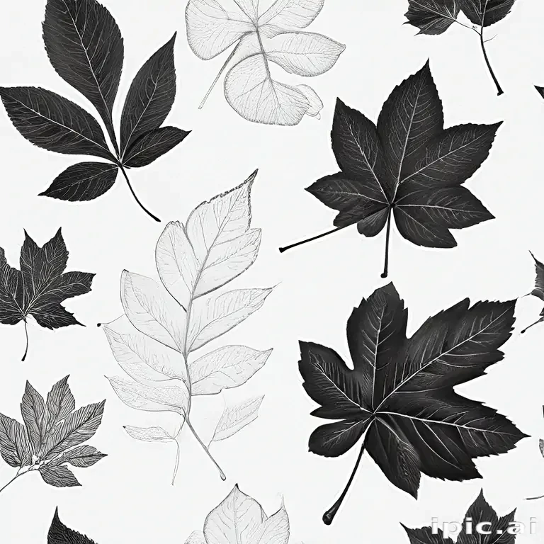 leaves clip art black and white
