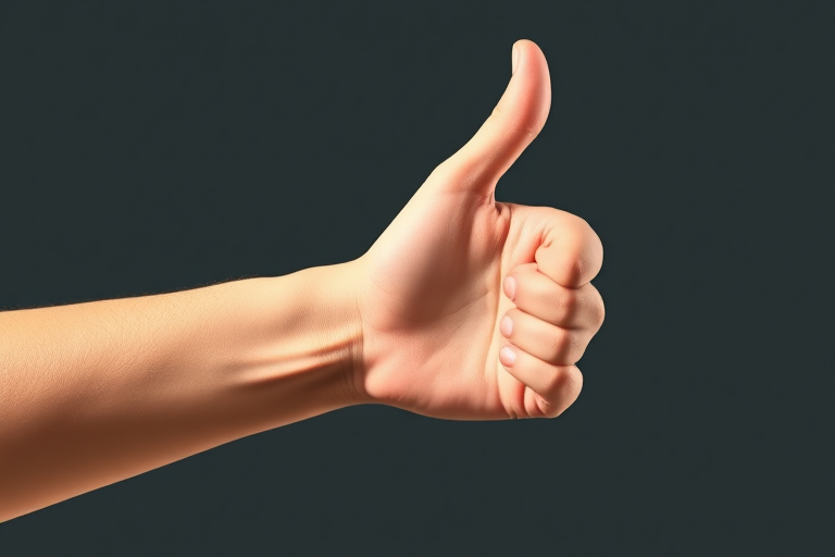 create a clean vector illustration of a hand giving a thumbs up with soft shadows, highly detailed, bright colors, close-up view, using a DSLR camera with a 50mm lens at f/2.8, ISO 100, and natural light for enhanced image quality