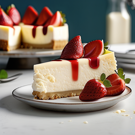 white chocolate cheesecake with strawberries