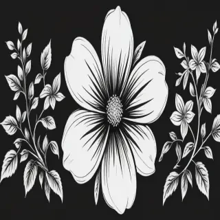 flower clip art black and white