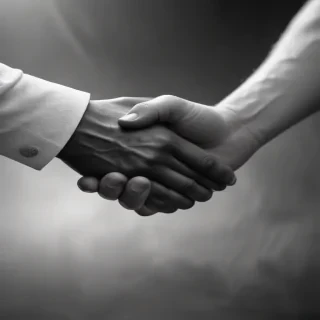 handshake black and white