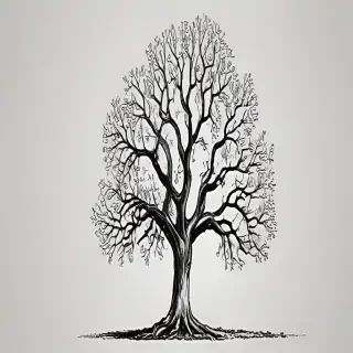 oak tree clipart black and white