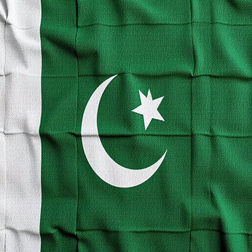 Generate a high-resolution image of the Pakistani flag with realistic textures, captured using a DSLR camera at f/8 aperture, ISO 100, 1/100s shutter speed, from a frontal view, emphasizing vibrant colors and intricate details in the fabric.