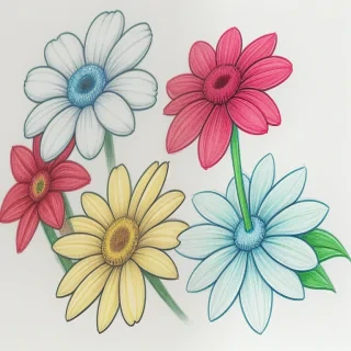 flowers drawings with color