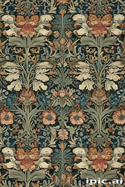 Intricate Floral Design Pattern Featuring Vibrant Colors and Elegant Motifs